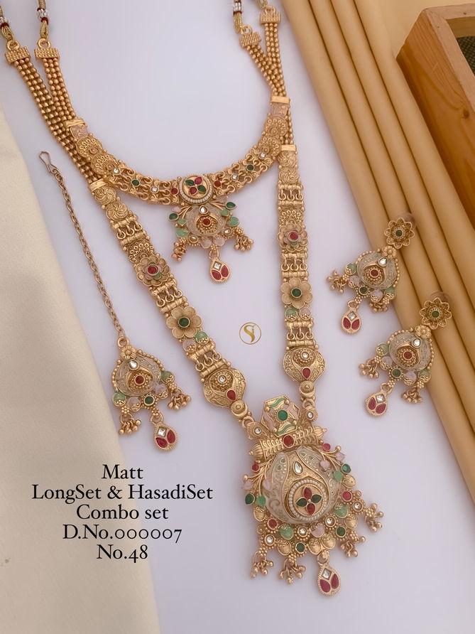 048 MH Wedding Accessories Golden Rajwadi Mina Combo Set Wholesale Shop In Surat
